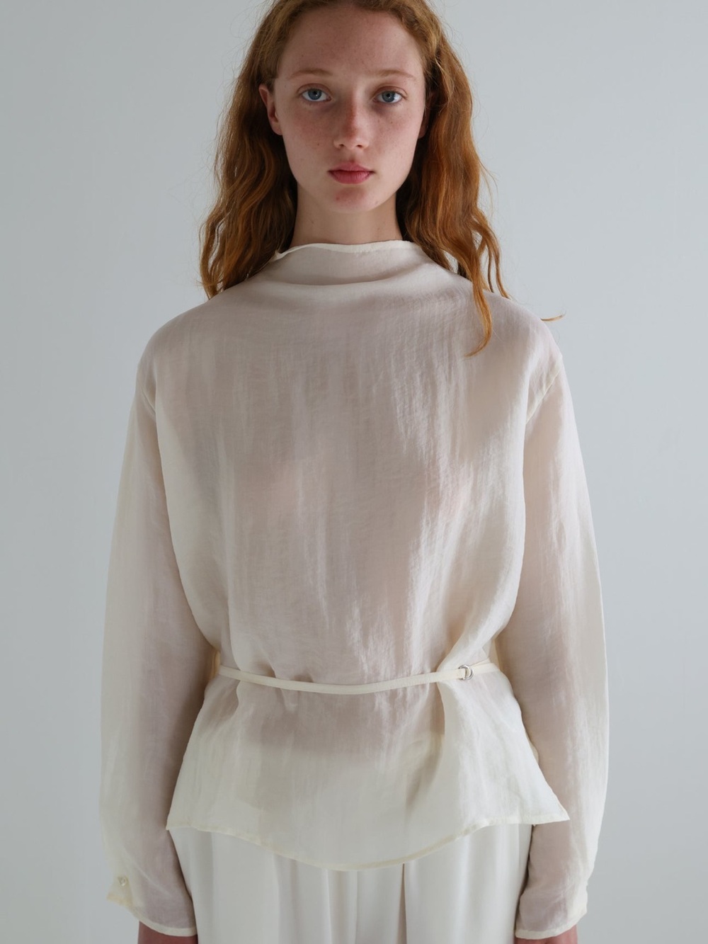Women’s Cream Lightweight Sheer Blouse